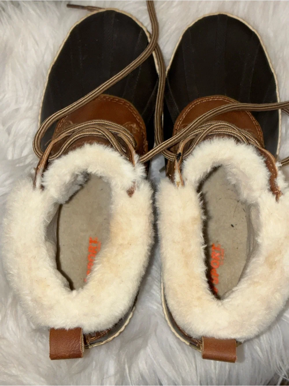 JSport by Jambu Women's Mary Rain Winter Duck Boots soft faux fur trim Sz 8